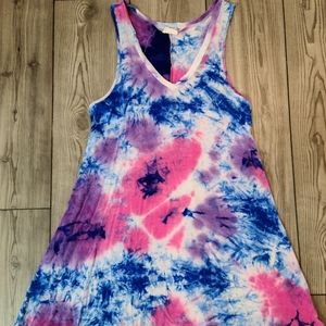 Tiedye dress 70s dress colorful dress multicolor dress groovy dress
